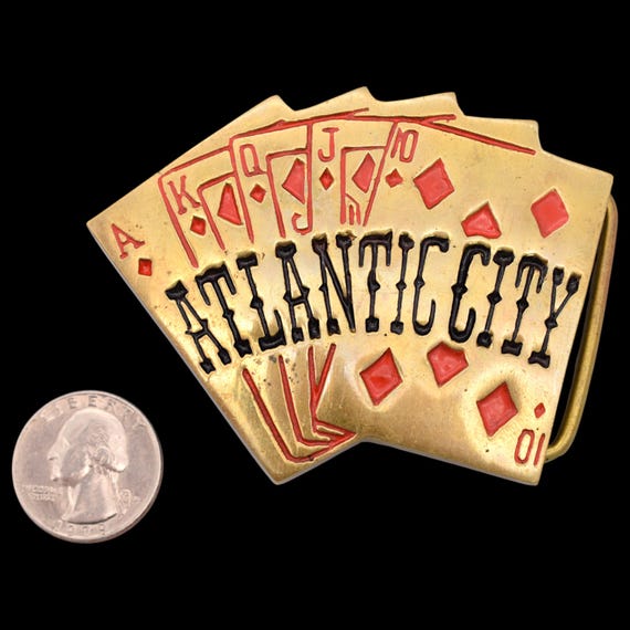 Solid Brass Atlantic City Royal Flush Gambler Vin… - image 3