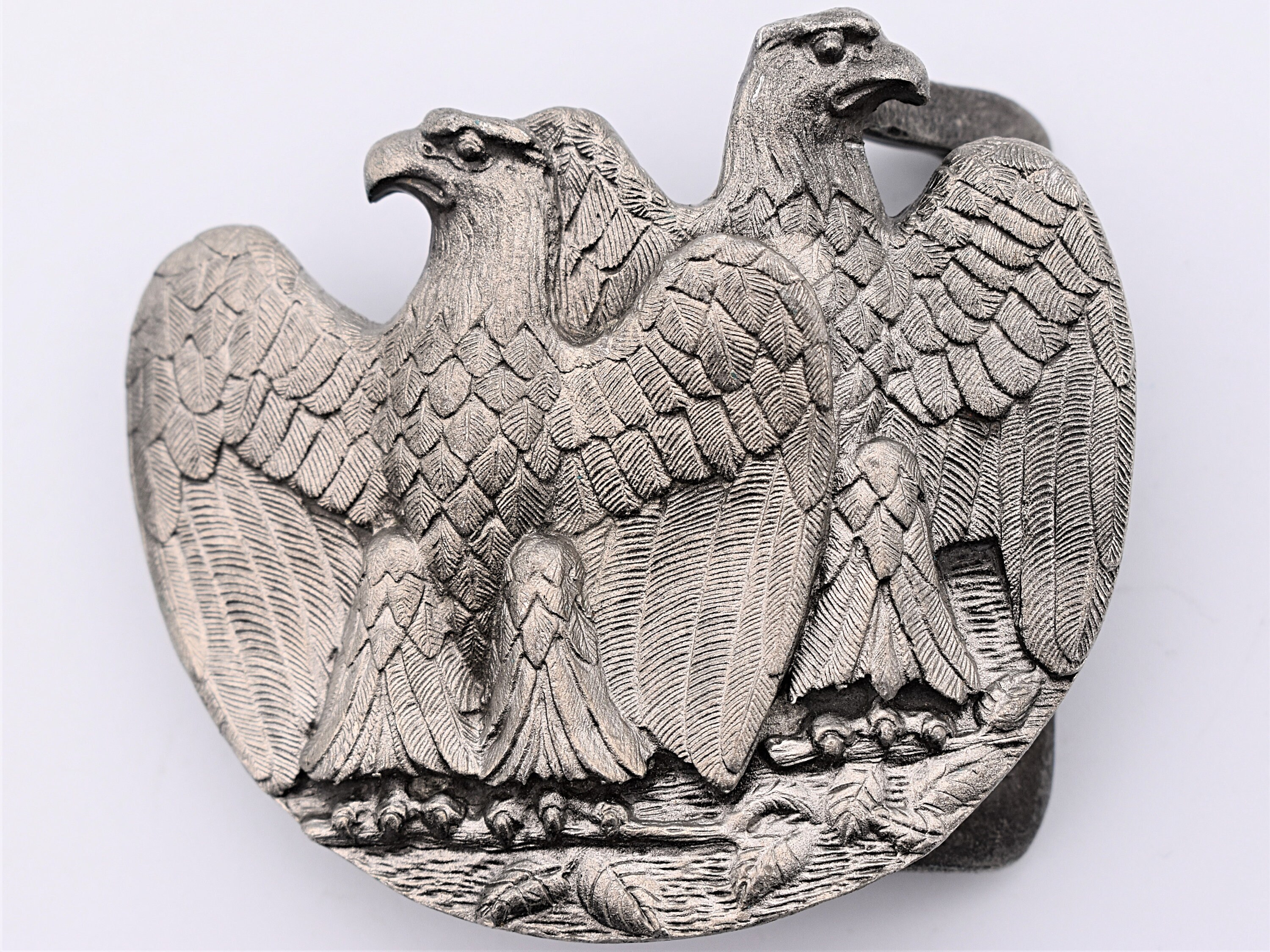 Vintage Eagle And Crest Military Academy Buckle Leather Belt vintage 1970s leather belt Brass eagle buckle LIBERTY enamel  main image 2