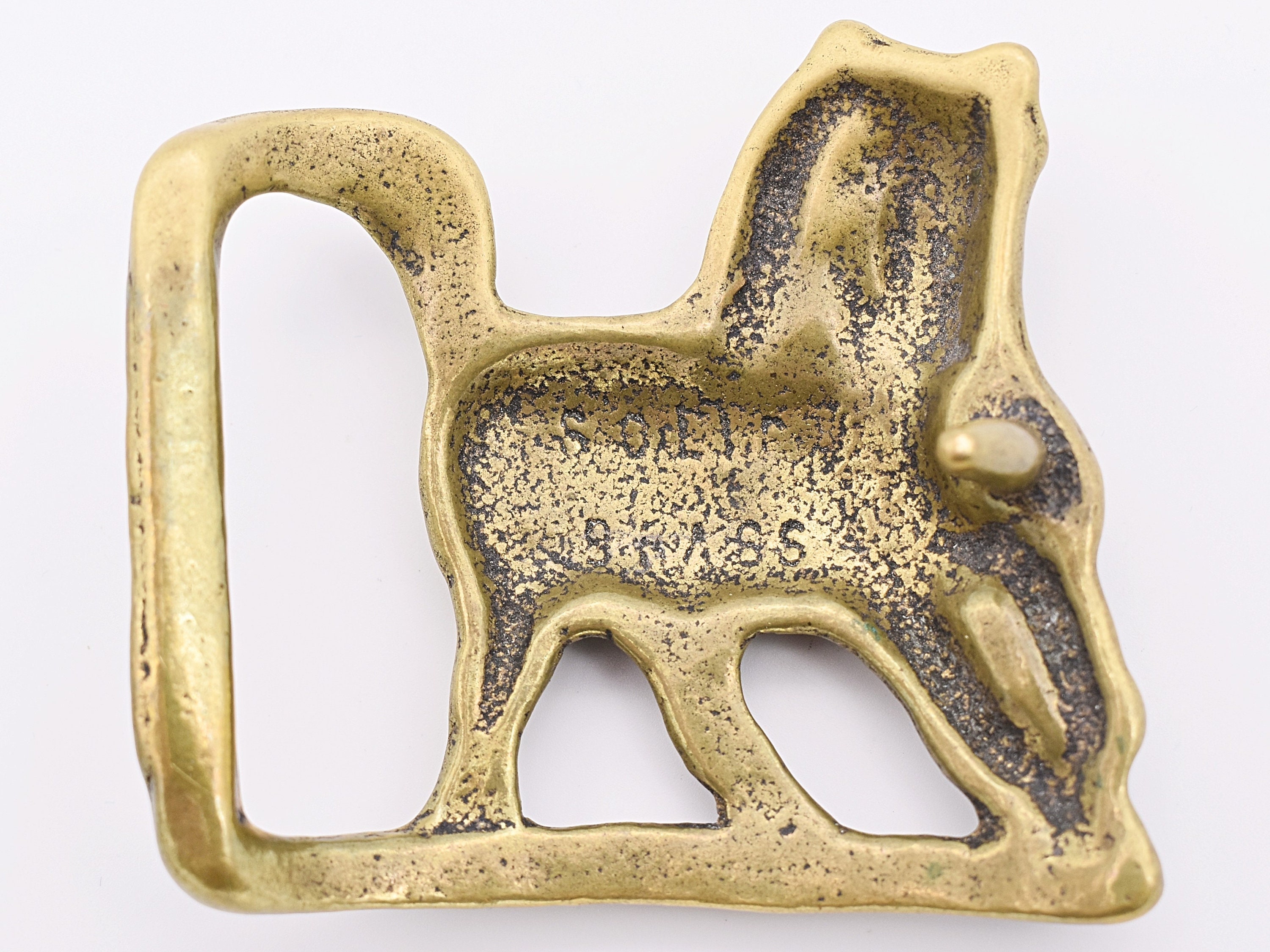 Solid Brass Horse Stallion Pony Trinity Buckle Co. Vintage 