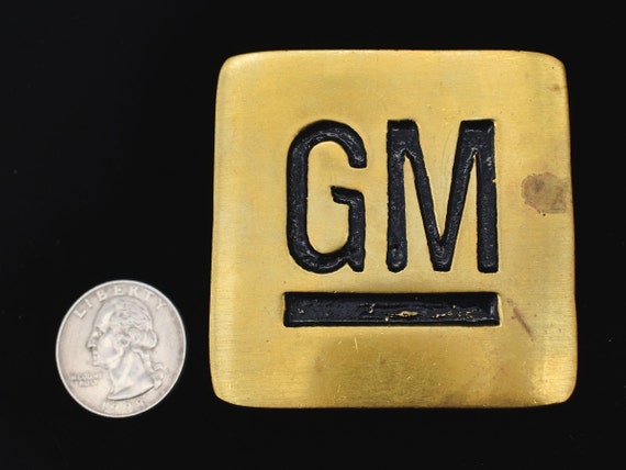 GM General Motors Solid Brass Vintage Belt Buckle - image 3