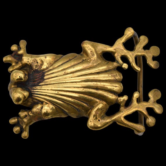 David Yurman Frog Toad Studio Art Abstract Brutalist Brass 1970s Vintage Belt Buckle