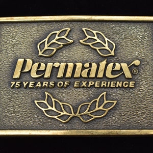 Permatex Gaskets Manufacturing Company Vintage Solid Brass Belt Buckle