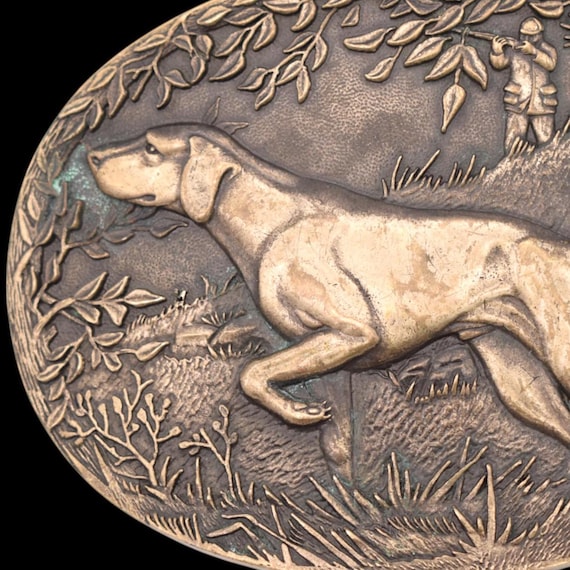 Pointer Hunting Dog Solid Brass Vintage Belt Buck… - image 3