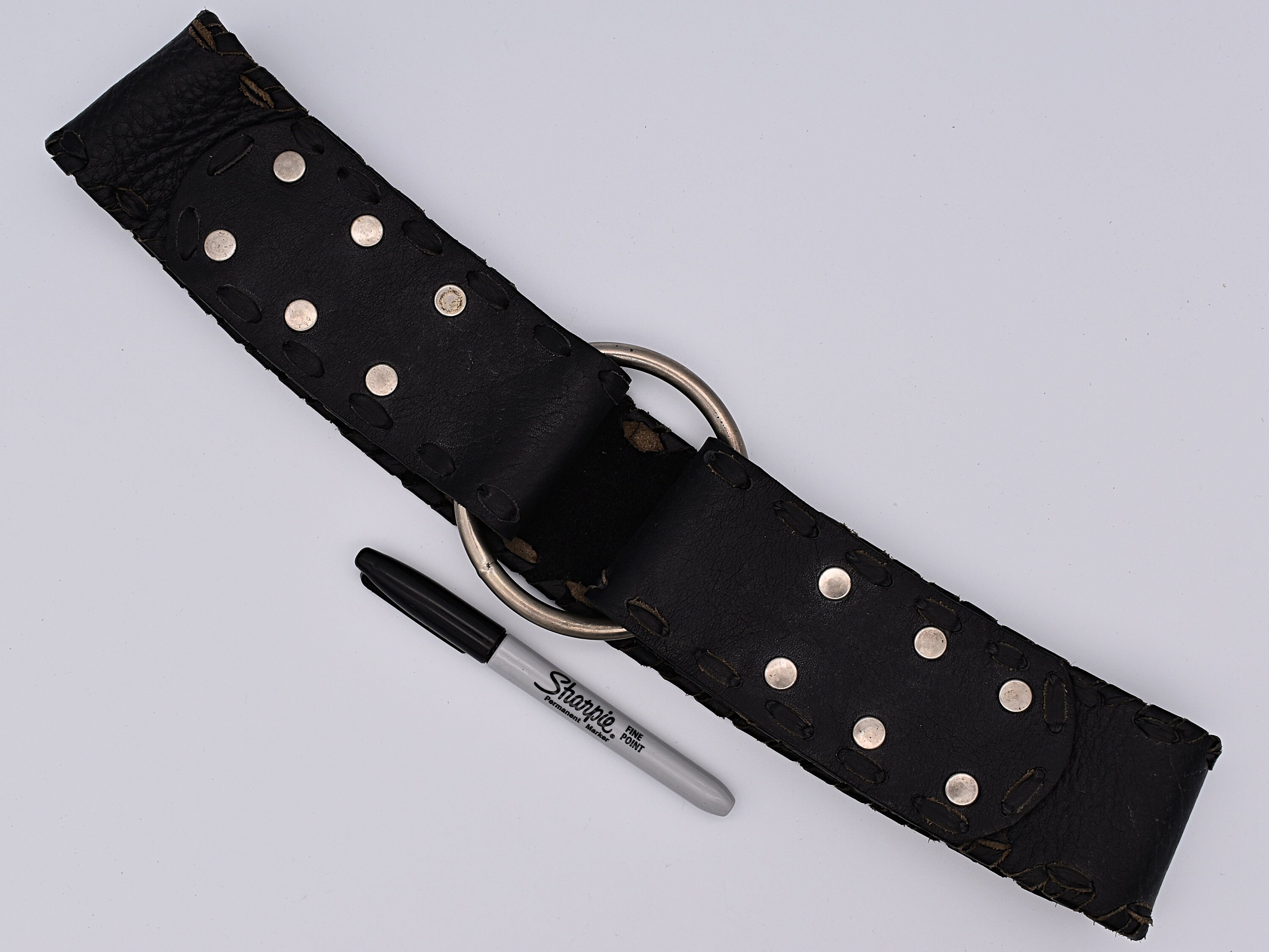 JOED By J. Urbina Genuine Vintage Bison Black Signed Wide Leather Belt Sz 36 Genuine Bison Leather Western Women main image 4
