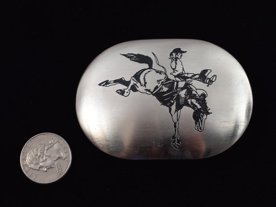 Bucking Bronco Nickel SIlver Western Cowboy Vinta… - image 3