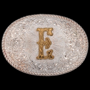 Letter E Western Vintage Belt Buckle - Crumrine Made in USA