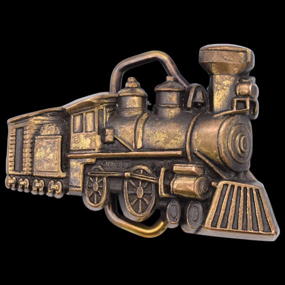 Solid Brass Steam Engine Coal Train American West… - image 1