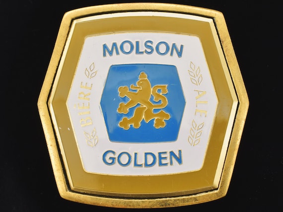 Molson Beer Solid Brass Vintage Belt Buckle - image 1