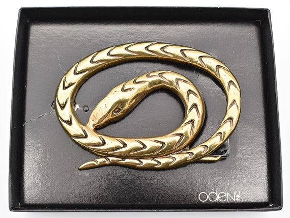 Solid Brass Snake 1970s Oden Vintage Belt Buckle - Etsy display picture 3