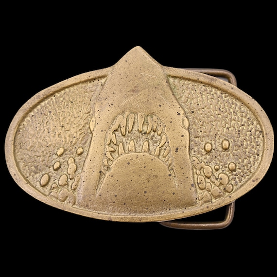 Solid Brass Jaws Movie Poster Shark Vintage Belt Buckle