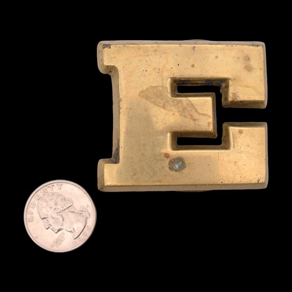 Letter E Name Initial Solid Brass 1970s Vintage B… - image 3