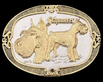 Schnauzer Dog Gold & Silver Plated Solid Brass