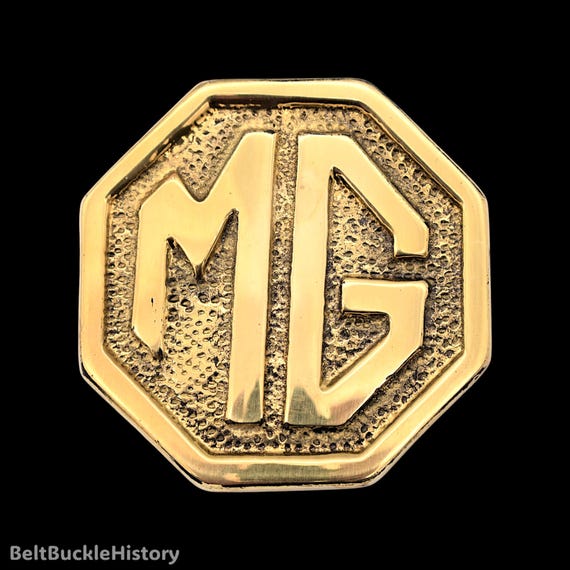 MG Automobile Automotive Logo Solid Brass Vintage Belt Buckle by BBB Baron Buckles [ca. 1970s]