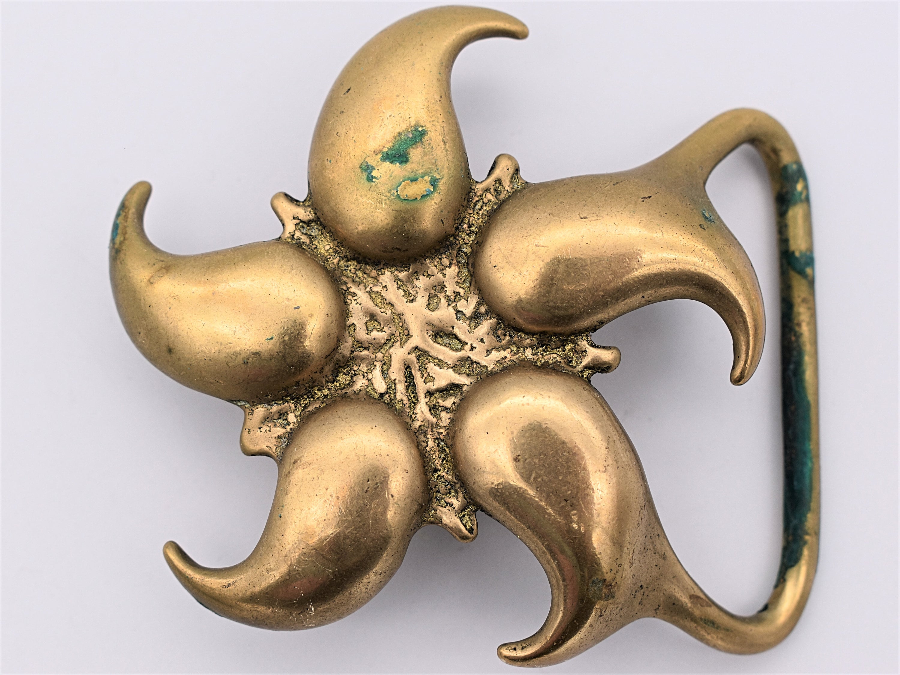 Vintage 70s Duncan Solid Brass  Pinwheel Flower Belt Buckle USA  Artisan 3.5 Duncan Laurie Buckle - Etsy main image 3