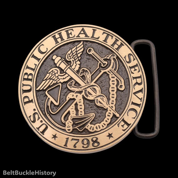 US Public Health Service Solid Bronze Vintage Belt Buckle by Advanced Casting