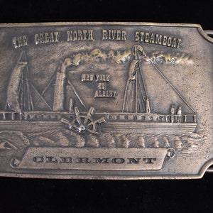 1974 Clermont Steamboat  The Great North River New York to Albany Vintage Belt Buckle