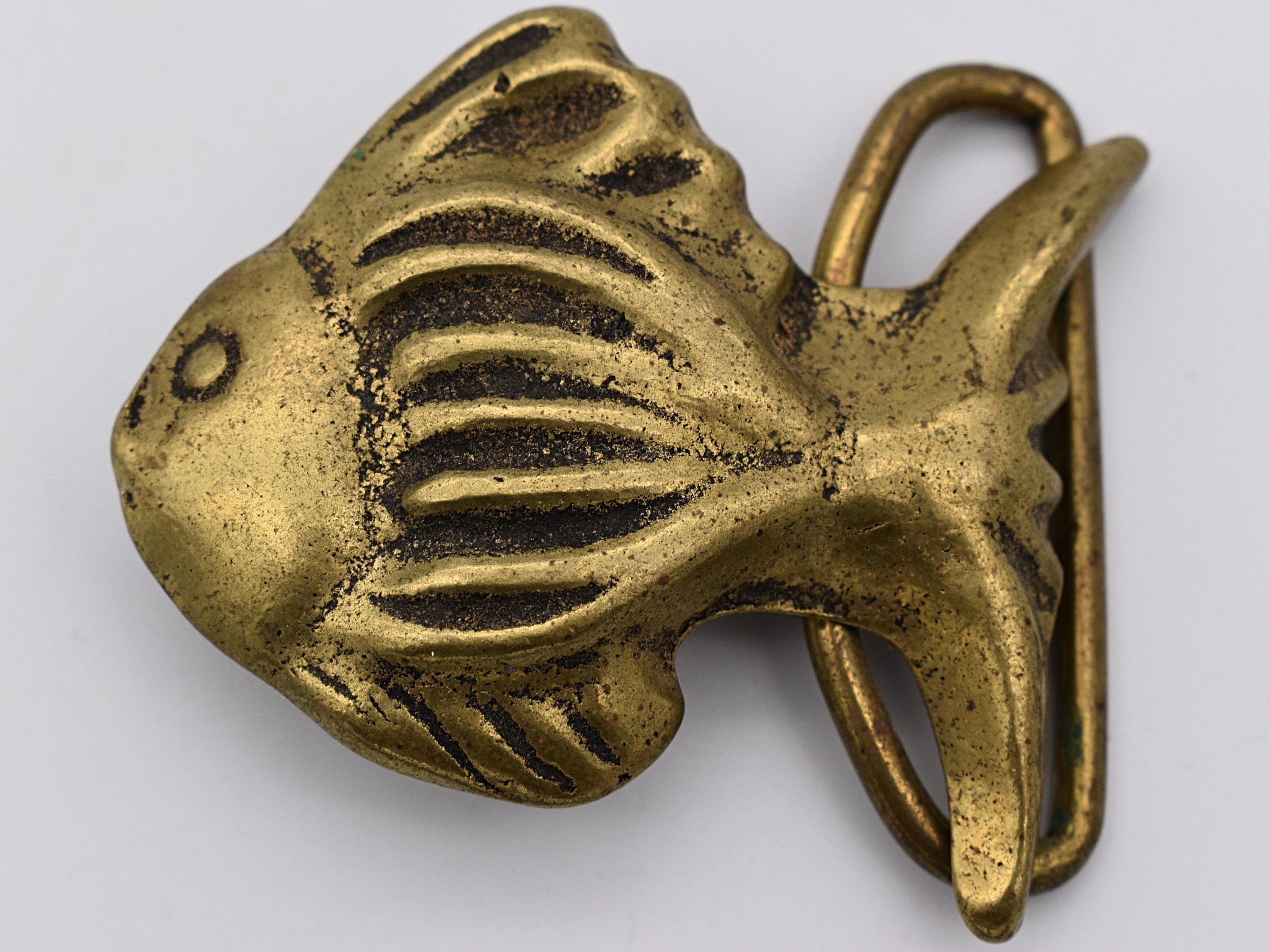 Vintage Solid Brass E Kirchner 1973 Fish Pisces Belt Buckle Vintage 1976 Bergamot Brass Works Fish Belt Buckle – The  main image 4