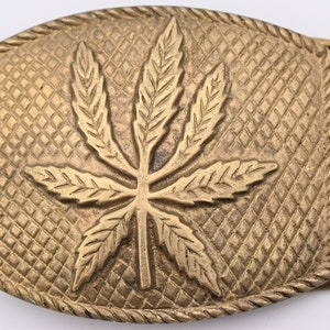 Solid Brass Marijuana Pot Leaf BBB Baron Vintage Belt Buckle
