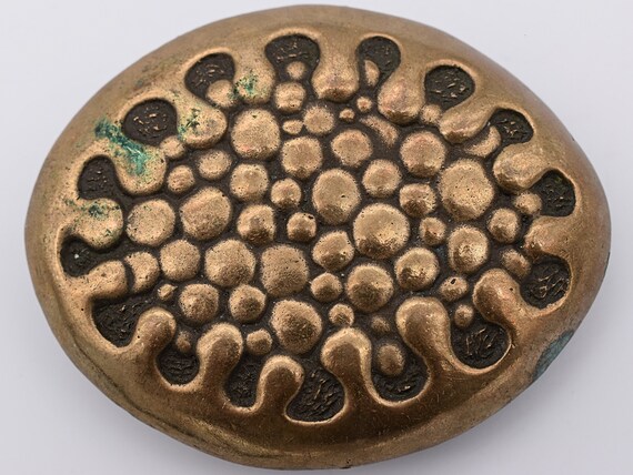 70s Hippie Abstract Art Solid Brass Vintage Belt Buckle  display picture 1