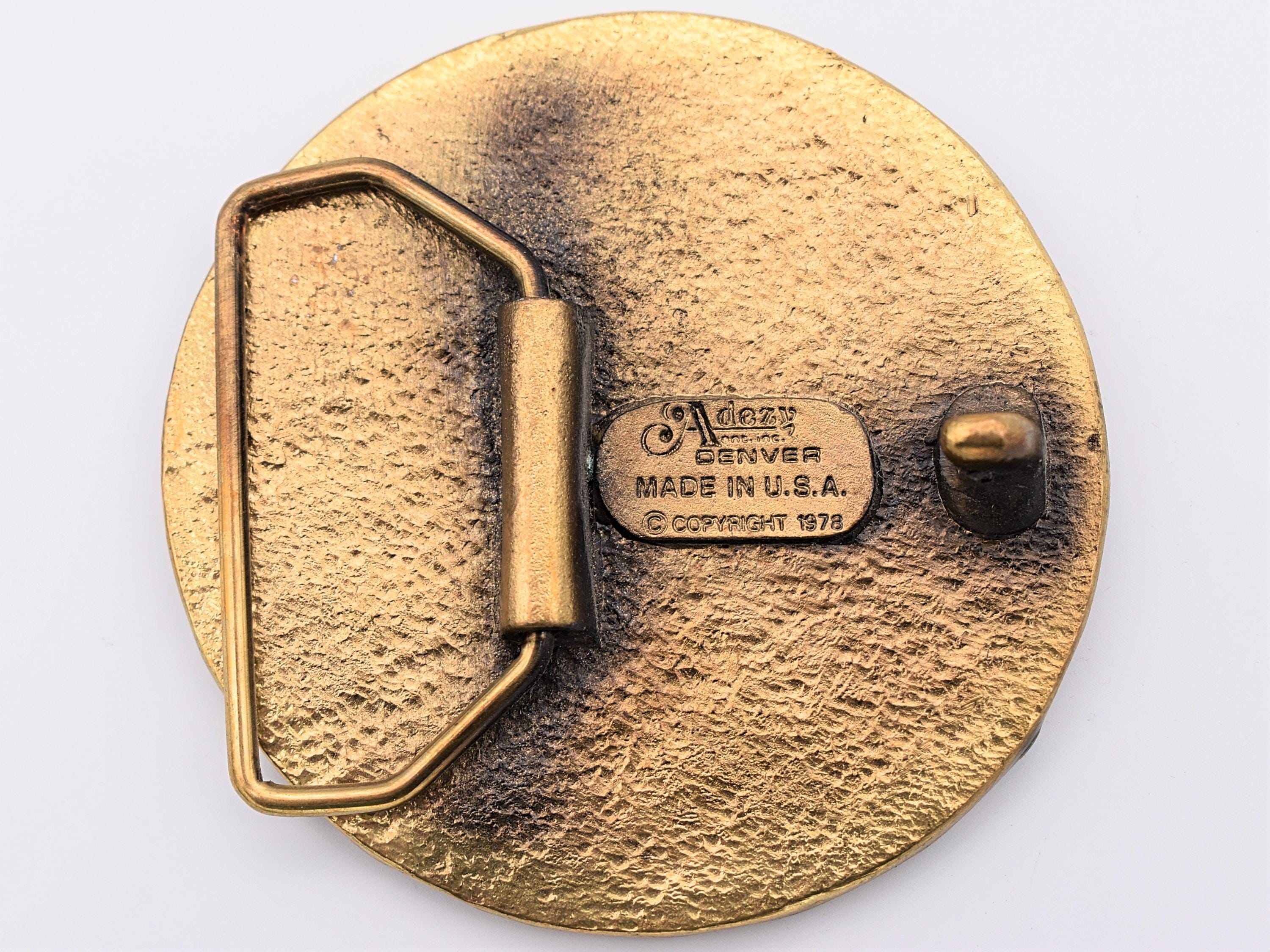 1978 women skier heavy brass buckle, USA made Vintage Ski Belt Buckle - Etsy main image 4