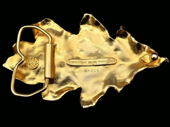 Oak Leaf 1970s Gold-Tone Vintage Belt Buckle - image 2