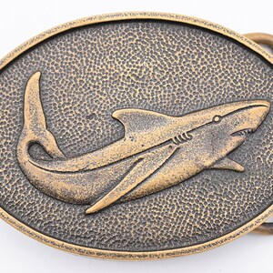 1970s Shark Solid Brass BTS Vintage Belt Buckle