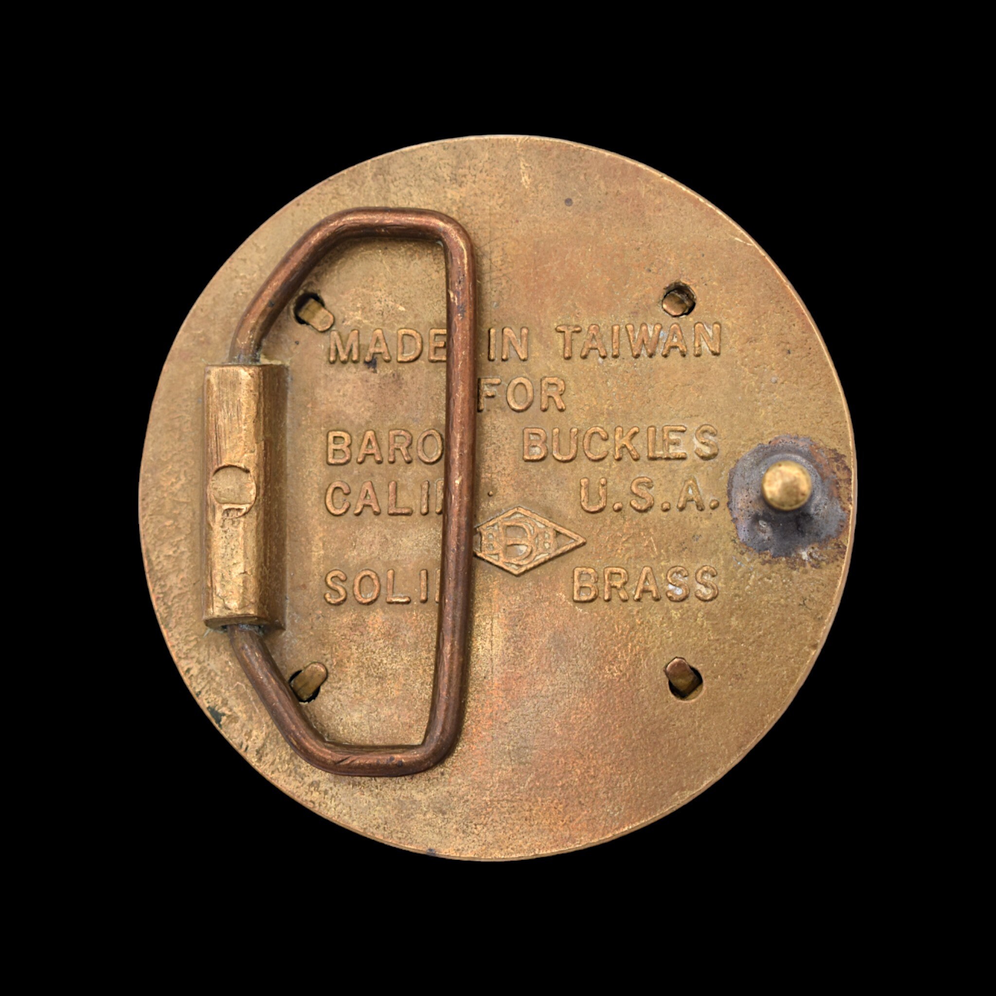 Vtg HIGH DIVE Belt Buckle ART Diver Swimming Pool Diving Brass‎ RARE Round Buckle Vintage Buckle Scuba Diver Raised Design Brass  main image 2