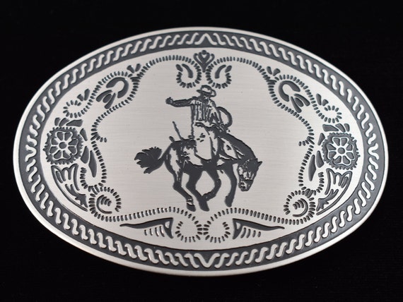 Bucking Bronco Paisley Western Cowboy Vintage Bel… - image 1