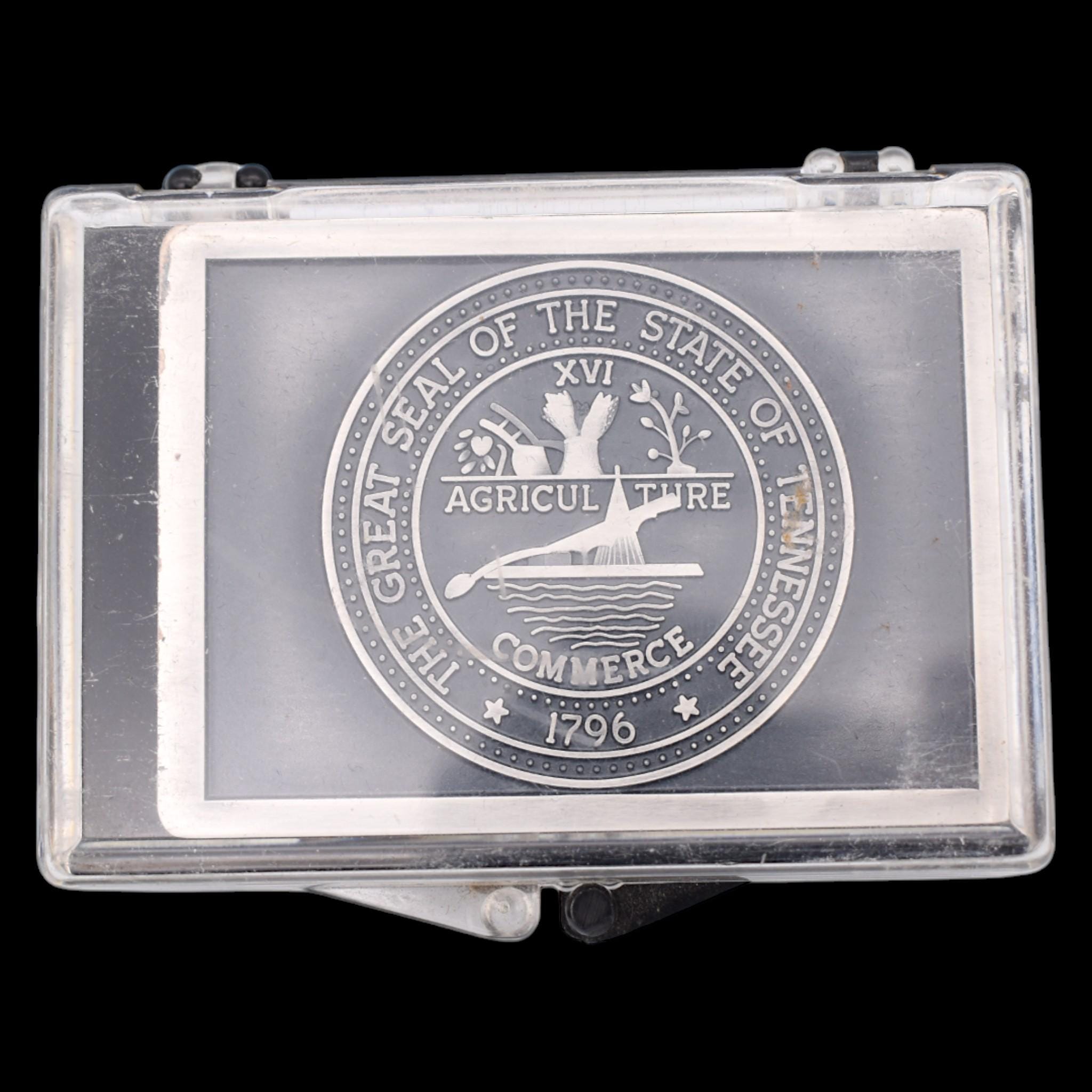 State of Tennessee Belt Buckle Official Seal 1796 Agriculture Commerce 2.5\