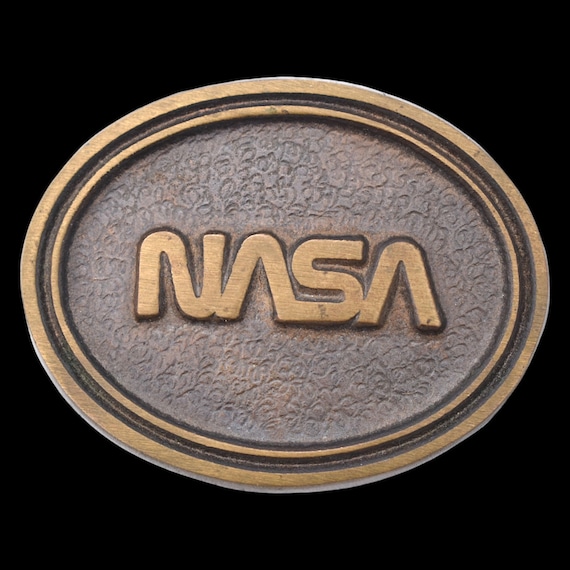 Solid Brass NASA Space Agency Vintage Belt Buckle - image 1