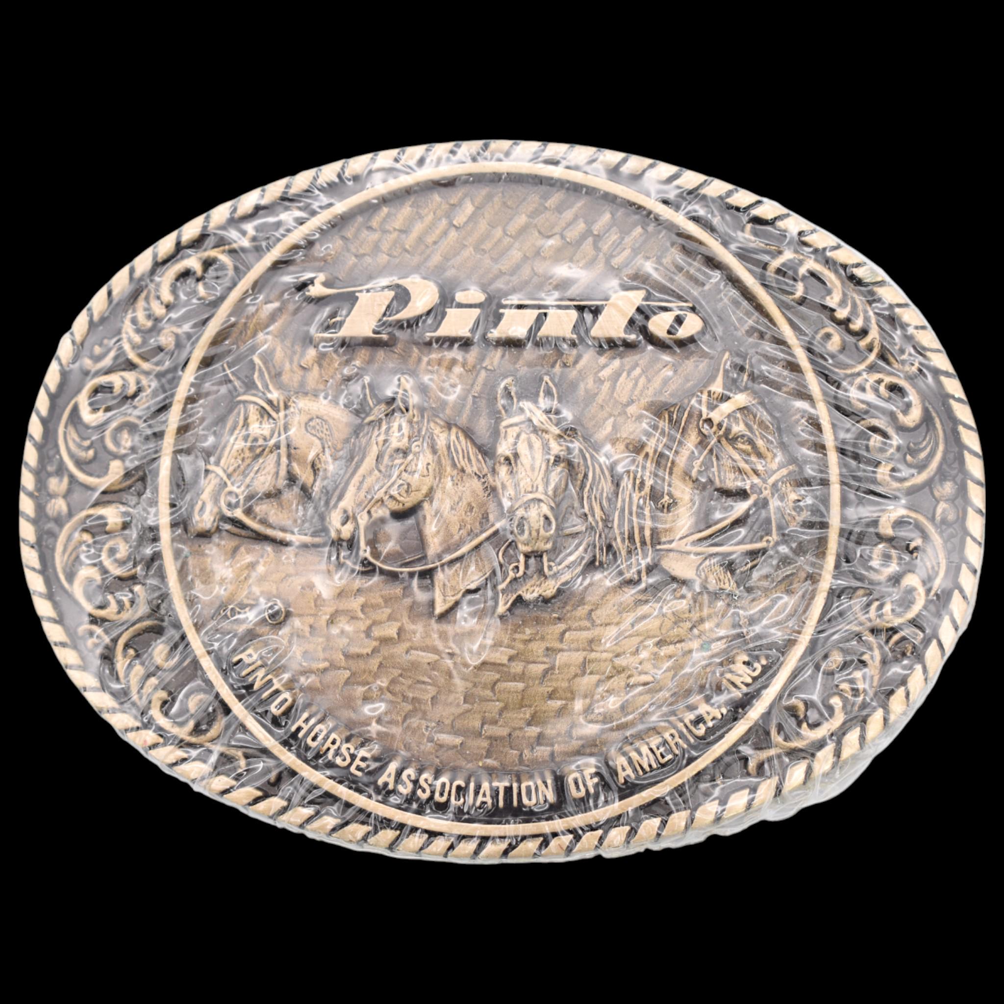 Vintage Solid Brass Western Horse Portrait Plaque in Cream Belt Buckle Just arrived from England - a huge assortment of vintage  main image 3