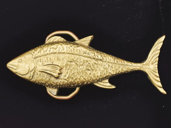 Solid Brass Tuna Vintage Belt Buckle - Etsy