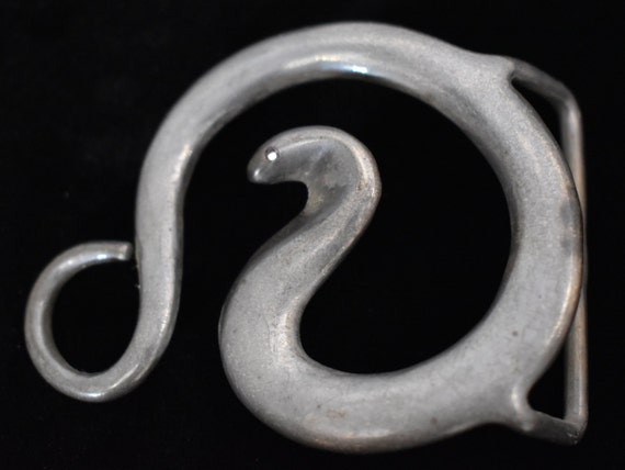 Sterling Silver Snake Serpent Ruby Eye Vintage Be… - image 1
