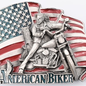 American Biker USA Flag Stars & Stripes Vintage Belt Buckle