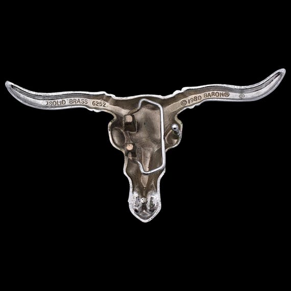 LARGE Chrome Plated Solid Brass Longhorn Bull Sku… - image 2
