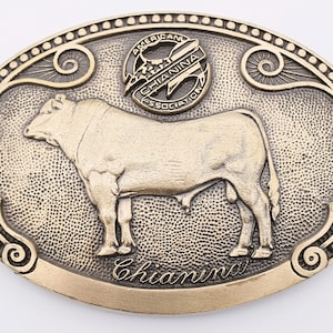 Chianina Cattle Breed Tony Lama Solid Brass Vintage Belt Buckle