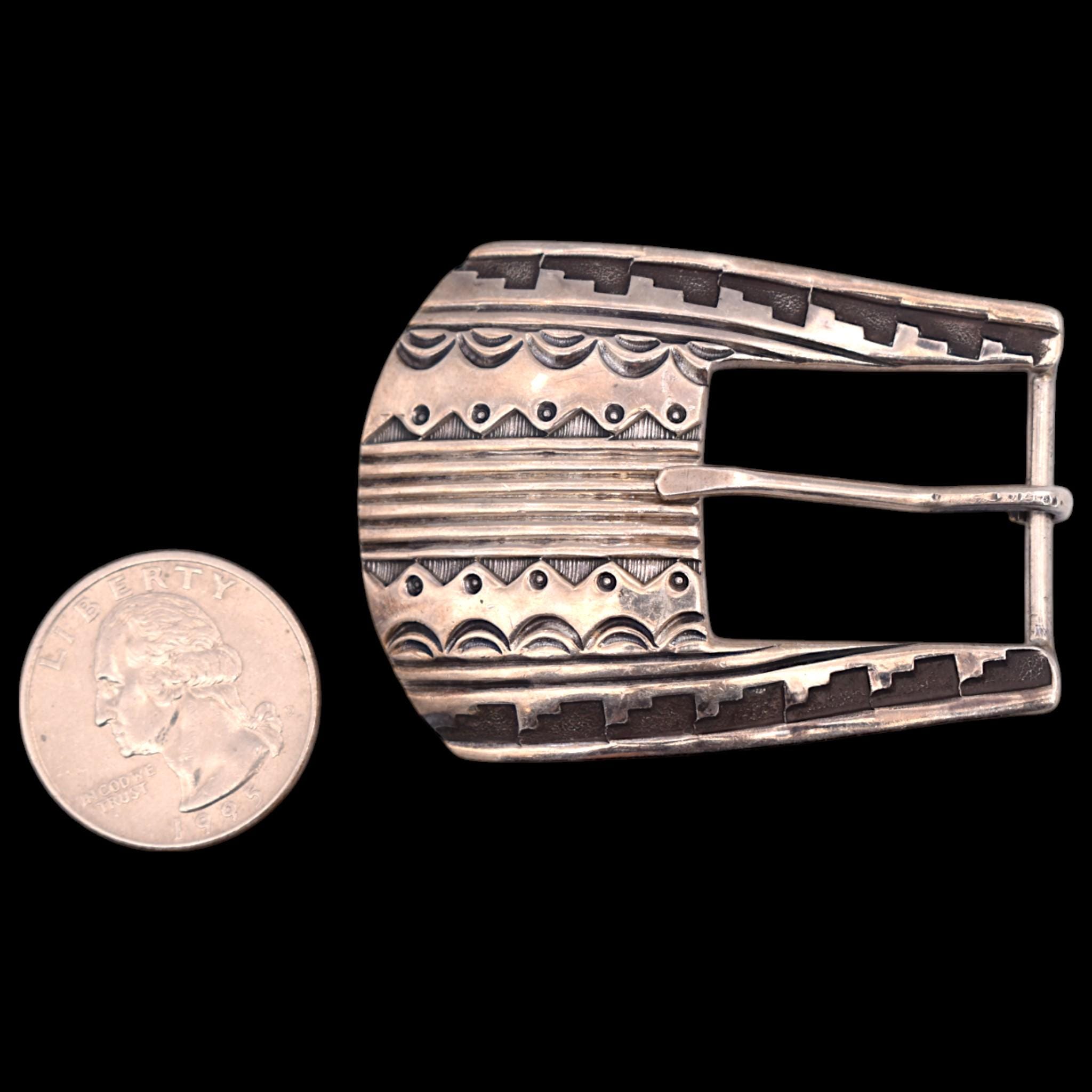 Vintage Western Style Ranger Belt Buckle Sterling Silver With 10 K Gold Accents Item #898Z- Men main image 2