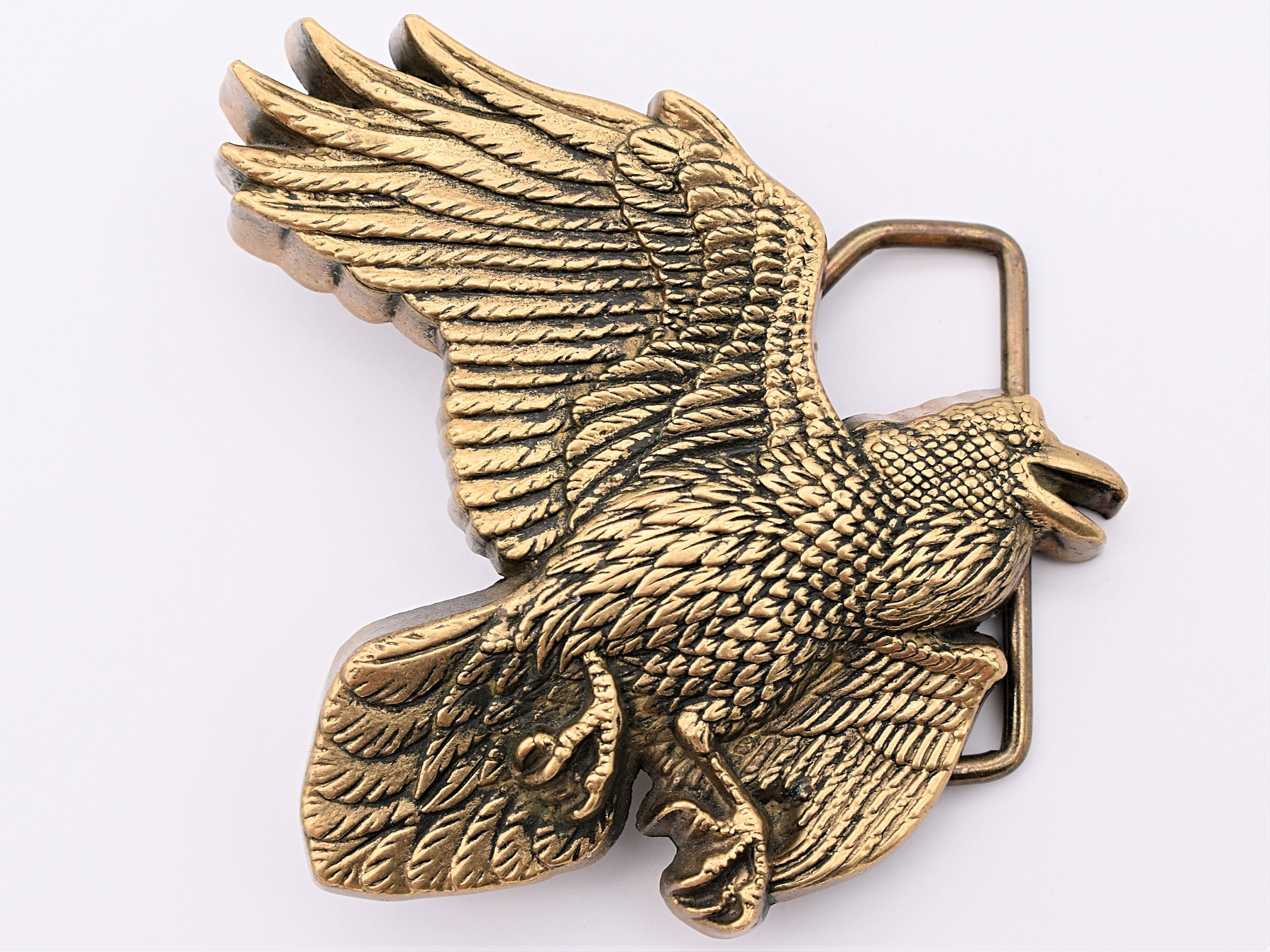 Raven Flying Bird Solid Brass Vintage Belt Buckle - Etsy display picture 1