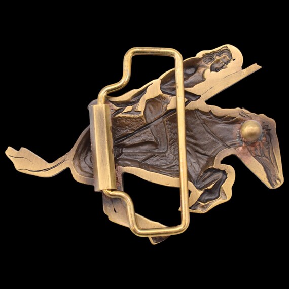 Horseback Native American Solid Brass Vintage Bel… - image 2