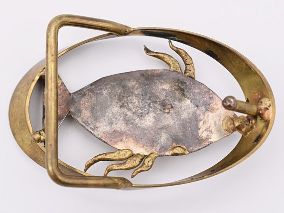 Solid Brass Fish Abstract Minimalist Vintage Belt… - image 2