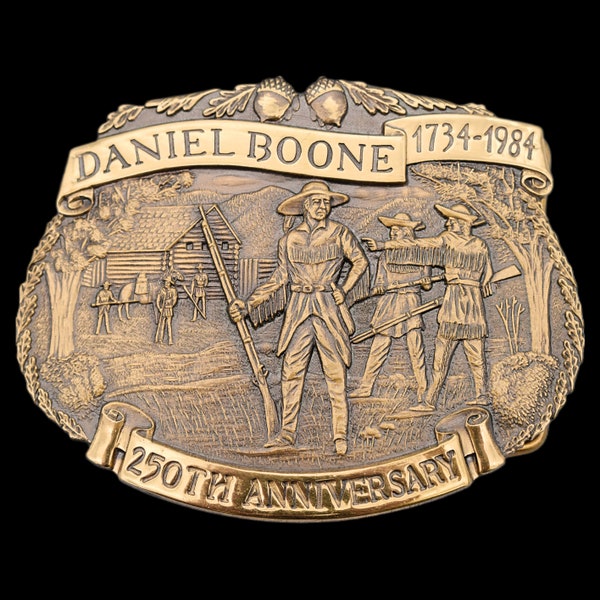 Daniel Boone - The Great Mountain Men 1980s Vintage Belt Buckle