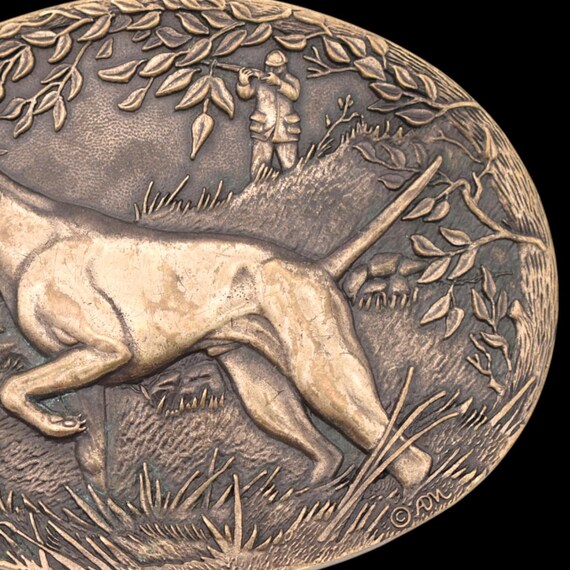 Pointer Hunting Dog Solid Brass Vintage Belt Buck… - image 4