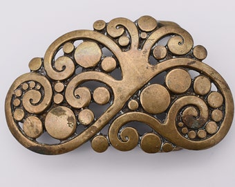 Vintage Brutalist Hammered Brass Copper Large Belt Buckle - Etsy display picture 1
