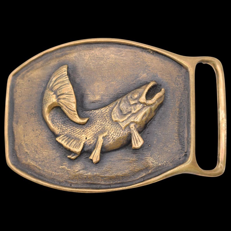 Solid Bronze Trout Fish Vintage Belt Buckle by Shallizar [ca. 1970s] - Etsy