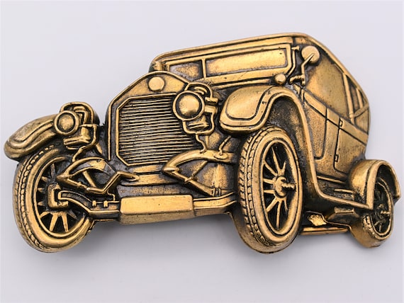 Antique Automobile Hot Rod Car Solid Brass Vintag… - image 1