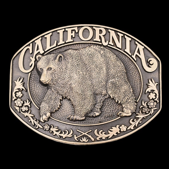 Vintage Brass Grizzly Bear Western Biker 70s Belt Bu… Gem