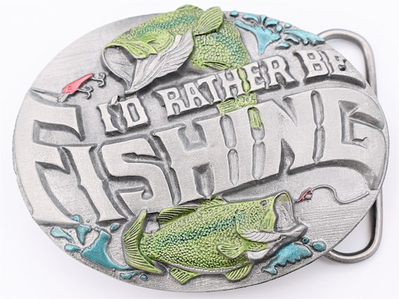 I'd Rather Be Fishing Bass Lure Hook Belt Buckle 