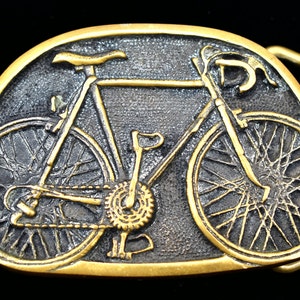 Vintage Brass Old School Bicycle Belt Buckle Solid Brass Road Bicycle Cyclist 1970s Vintage Belt Buckle  main image 3