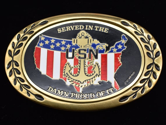 United States Navy Damn Proud Solid Brass Belt Bu… - image 1