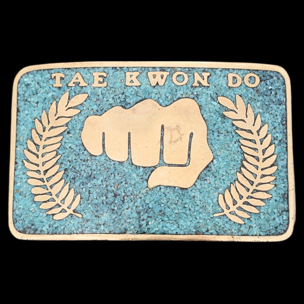 Tae Kwon Do Martial Arts Fist Sparring Fighting Vintage Belt Buckle